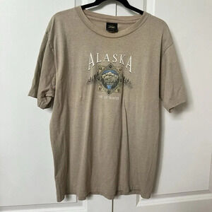 Vintage Alaska The Last Frontier T-shirt Mens Large Made in USA 90s Tan Neutral